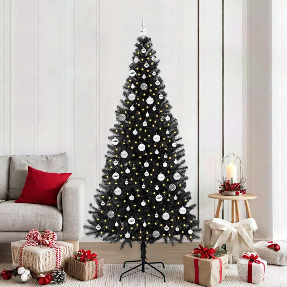 vidaXL Kerstboom met 300 LED met standaard Zwart 210 cm PVC afbeelding 1