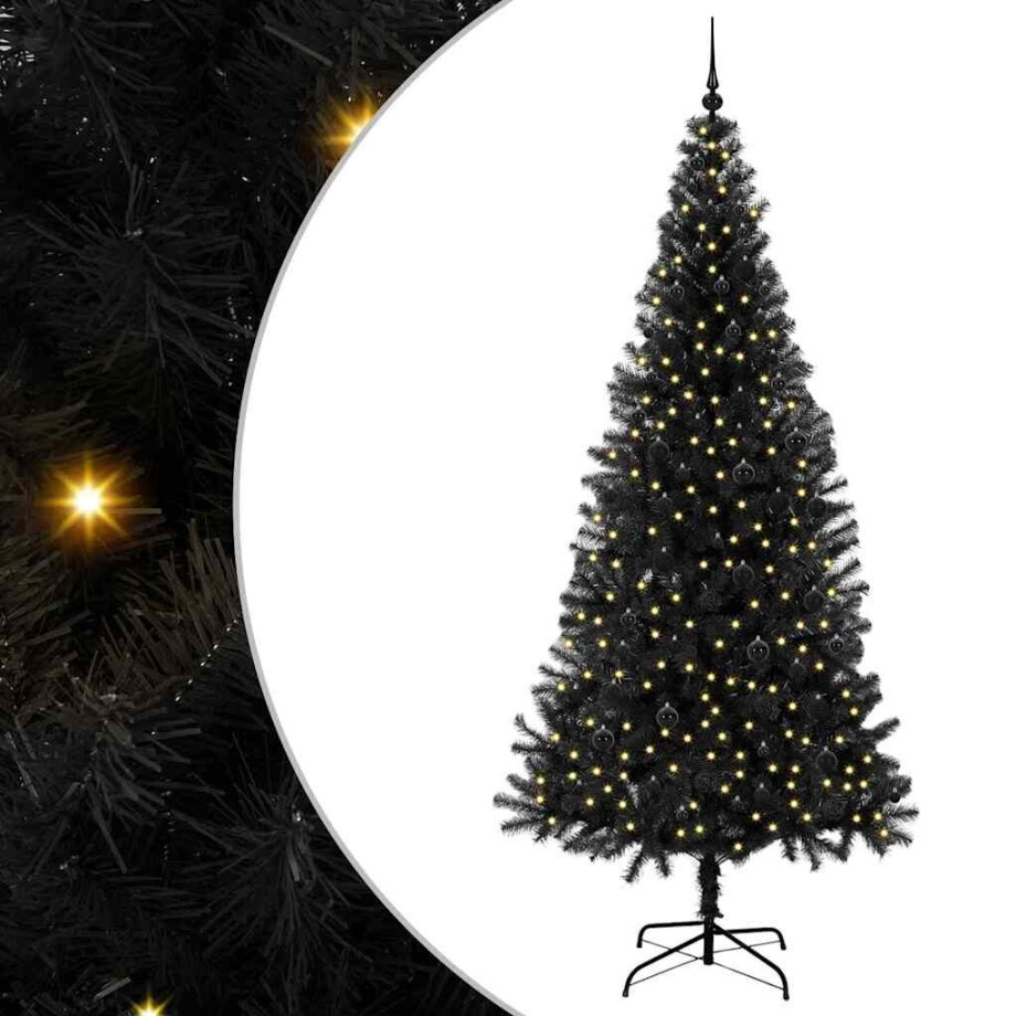 vidaXL Kerstboom met 300 LED met standaard Zwart 240 cm PVC afbeelding 1
