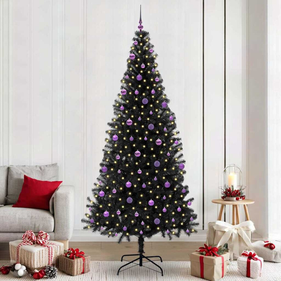 vidaXL Kerstboom met 300 LED met standaard Zwart 240 cm PVC afbeelding 1