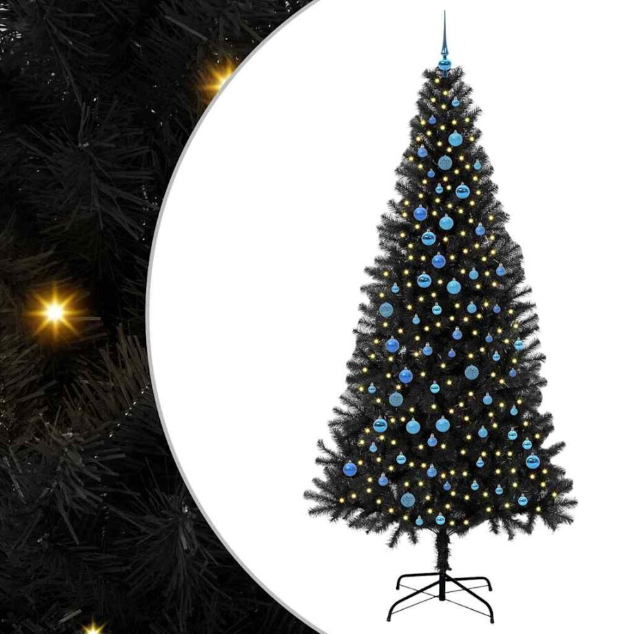 vidaXL Kerstboom met 300 LED met standaard Zwart 240 cm PVC afbeelding 1