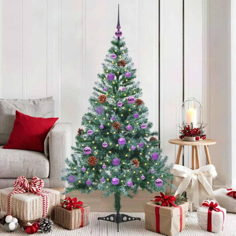 vidaXL Kunstkerstboom met 150 LED Groen 150 cm PVC en Staal vidaXL Kunstkerstboom met 150 LED Groen 150 cm PVC en Staal afbeelding 1
