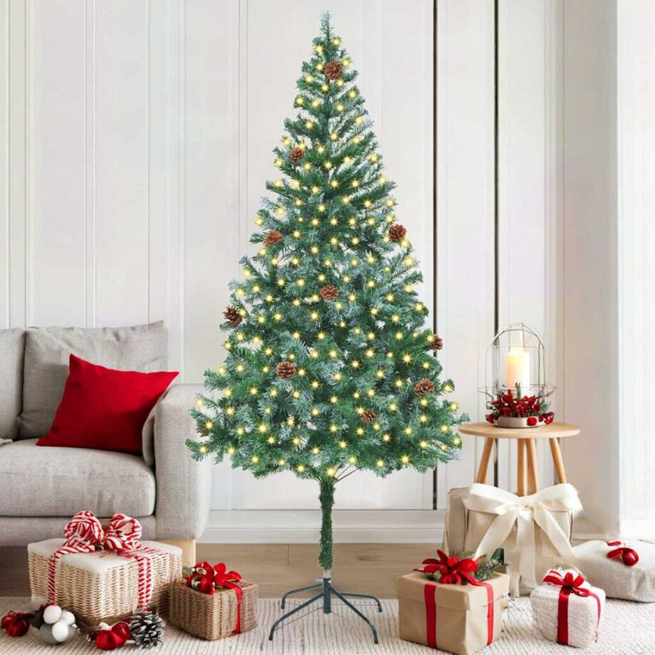 vidaXL Kunstkerstboom met 300 LED Groen 180 cm PVC en Staal vidaXL Kunstkerstboom met 300 LED Groen 180 cm PVC en Staal afbeelding 1