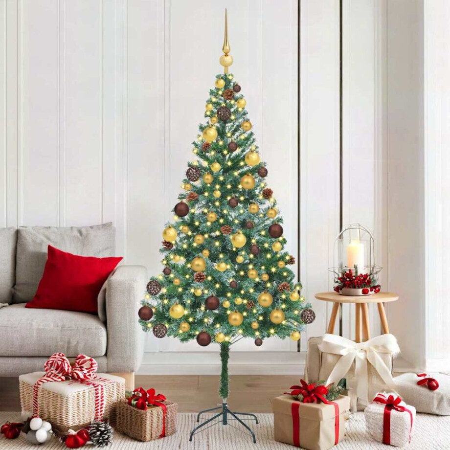 vidaXL Kunstkerstboom met 300 LED Groen 180 cm PVC en Staal afbeelding 1