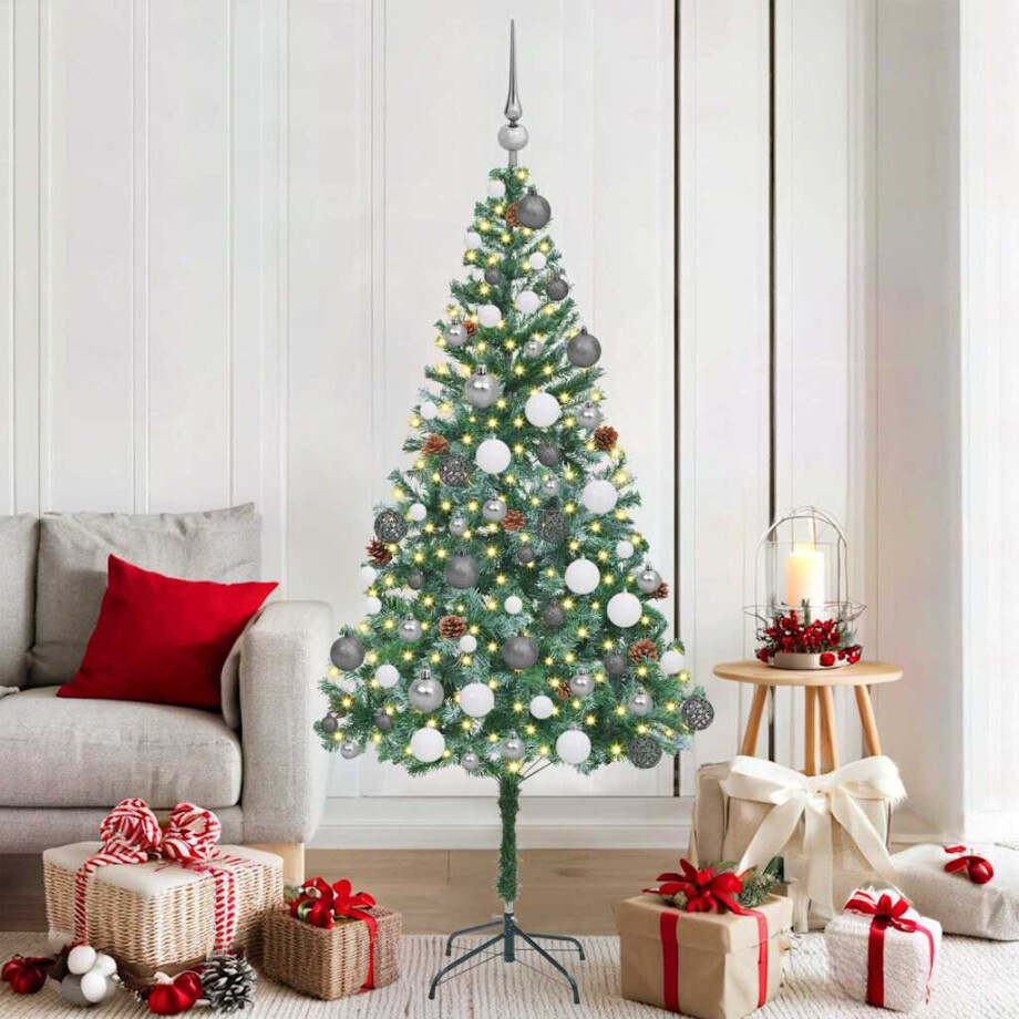 vidaXL Kunstkerstboom met decoratieve touwlichten Groen 180 cm PVC vidaXL Kunstkerstboom met decoratieve touwlichten Groen 180 cm PVC afbeelding 1