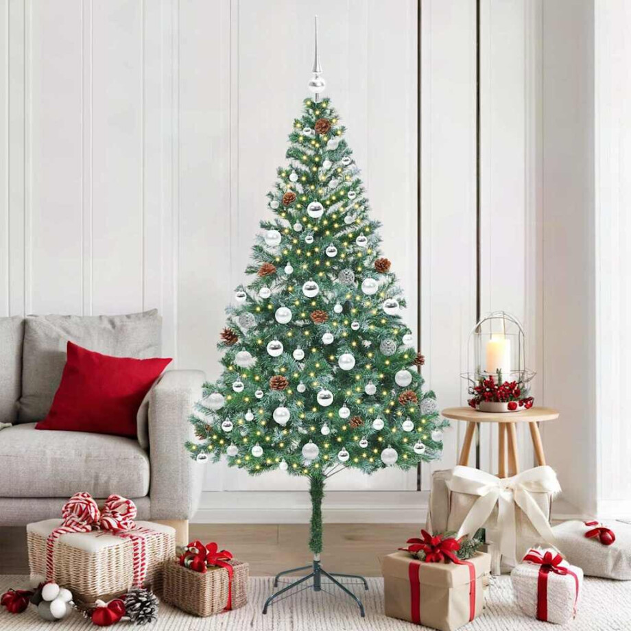 vidaXL Kunstkerstboom met 300 LED Groen 180 cm PVC en Staal vidaXL Kunstkerstboom met 300 LED Groen 180 cm PVC en Staal afbeelding 1