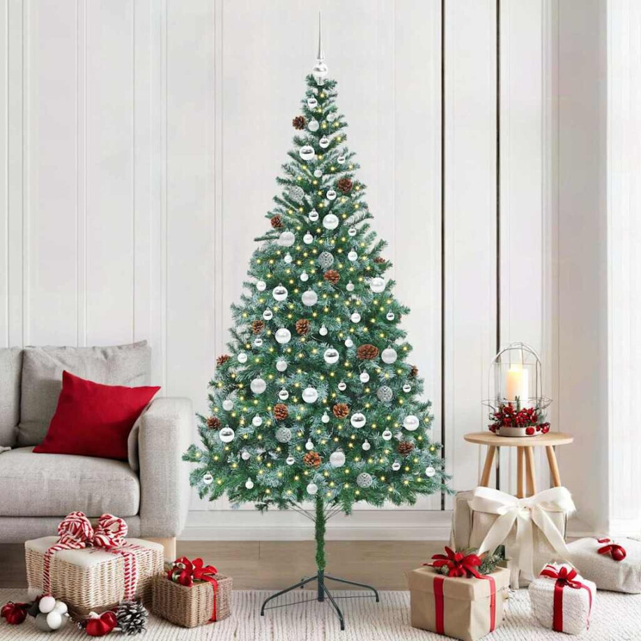vidaXL Kunstkerstboom met 300 LED Groen 210 cm PVC en Staal afbeelding 1