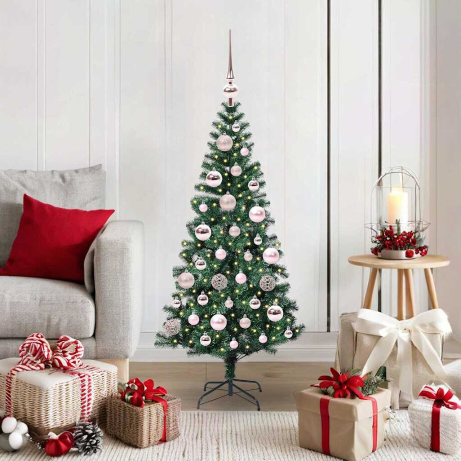 vidaXL Kunstmatig Voorverlicht Kerstboom Groen 120 cm PVC en Metaal afbeelding 1