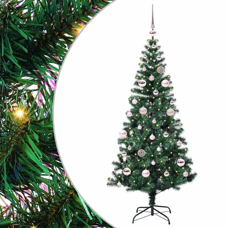 vidaXL Kunstmatig Voorverlicht Kerstboom Groen 150 cm PVC en Metaal afbeelding 1