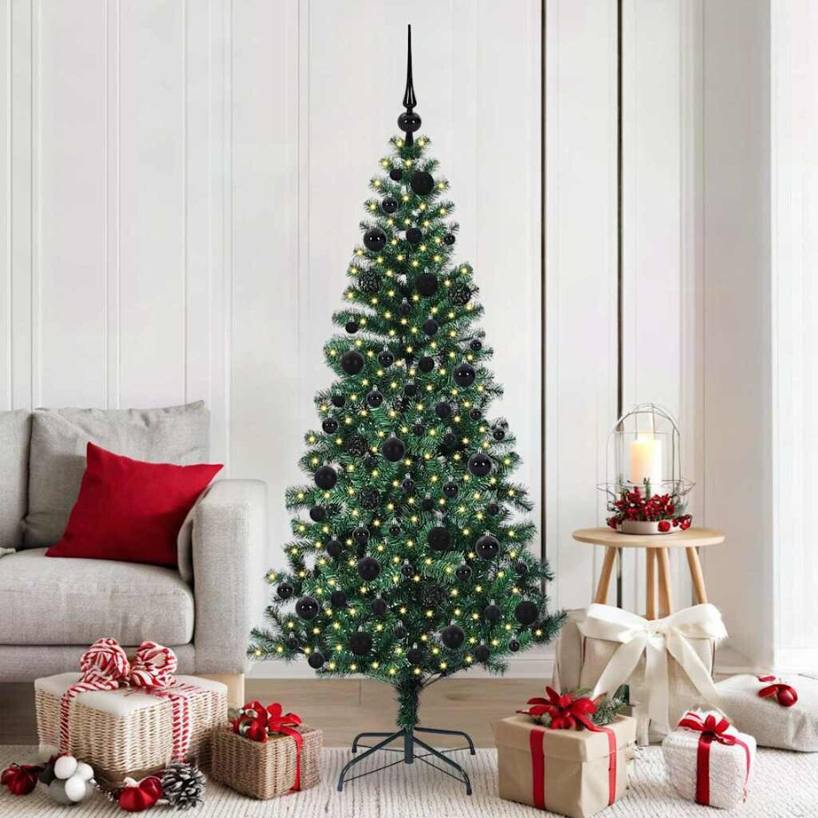 vidaXL Kunstmatig Voorverlicht Kerstboom Groen 180 cm PVC en Metaal afbeelding 1