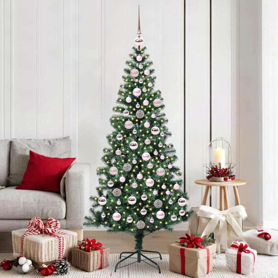 vidaXL Kunstmatig Voorverlicht Kerstboom Groen 180 cm PVC en Metaal afbeelding 1