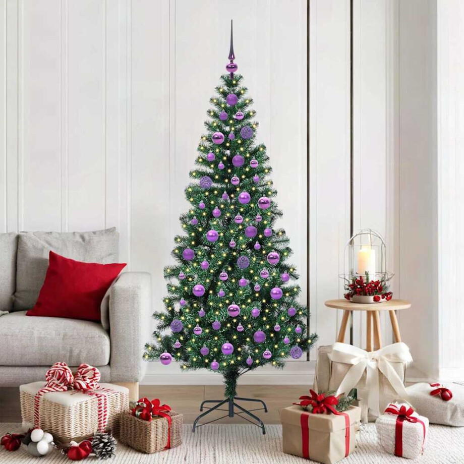 vidaXL Kunstmatig Voorverlicht Kerstboom Groen 180 cm PVC en Metaal afbeelding 1