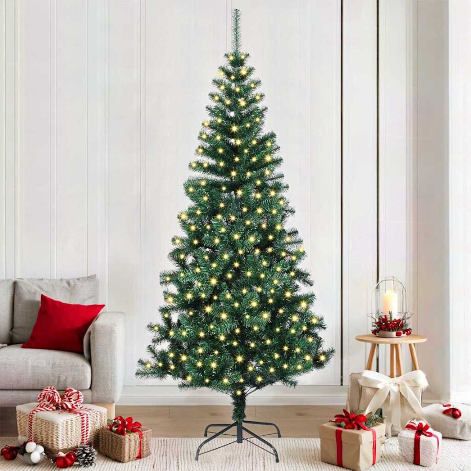 vidaXL Kunstkerstboom met decoratieve touwlichten Groen 210cm PVC afbeelding 1