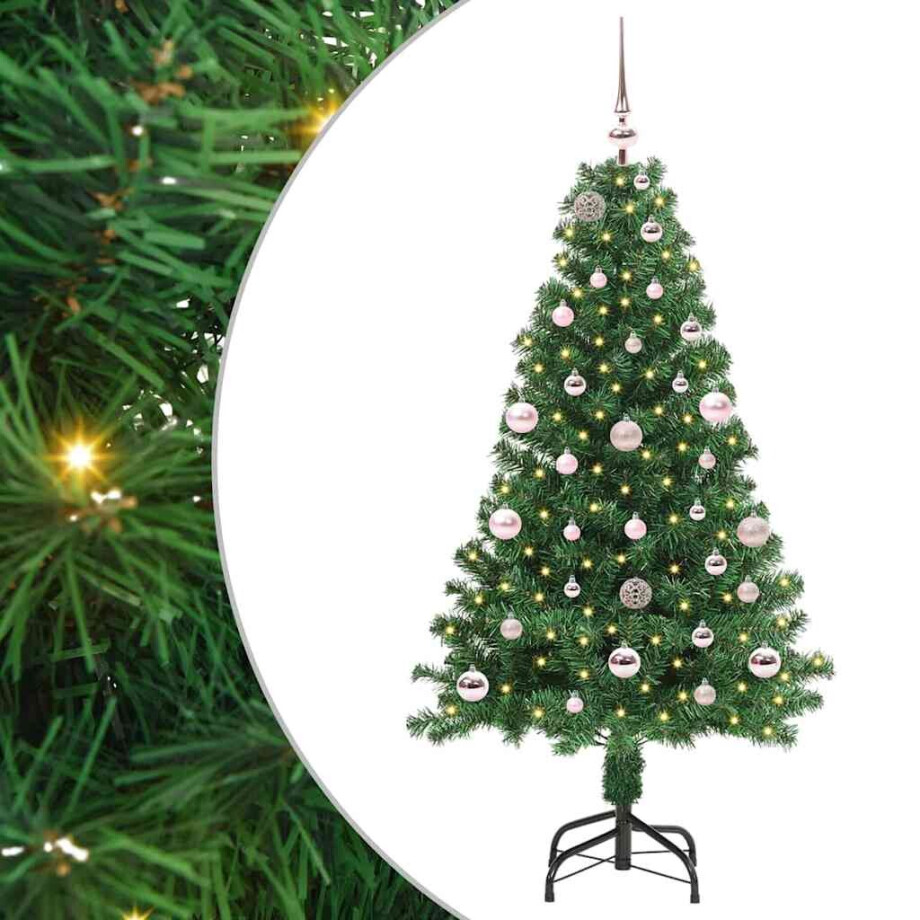 vidaXL Kunstkerstboom Groen 150 cm PVC en Staal en Kunststof afbeelding 1