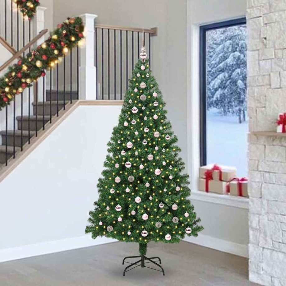 vidaXL Kunstkerstboom Groen 240 cm PVC en Staal en Kunststof afbeelding 1