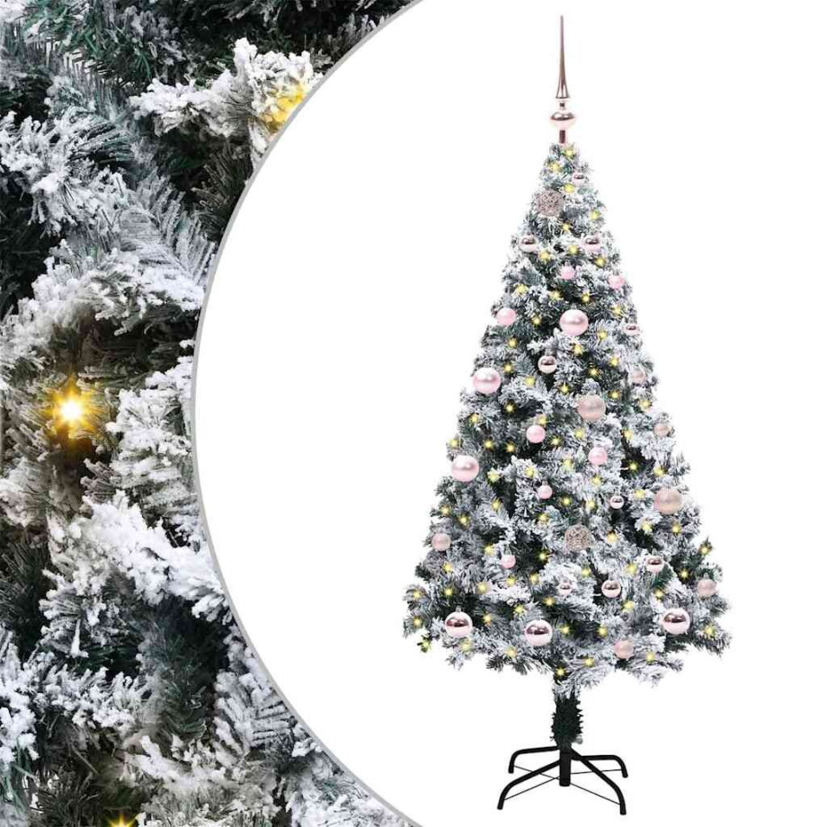 vidaXL Kunstkerstboom met 150 LED Wit 150 cm PVC en Staal en Kunststof afbeelding 1