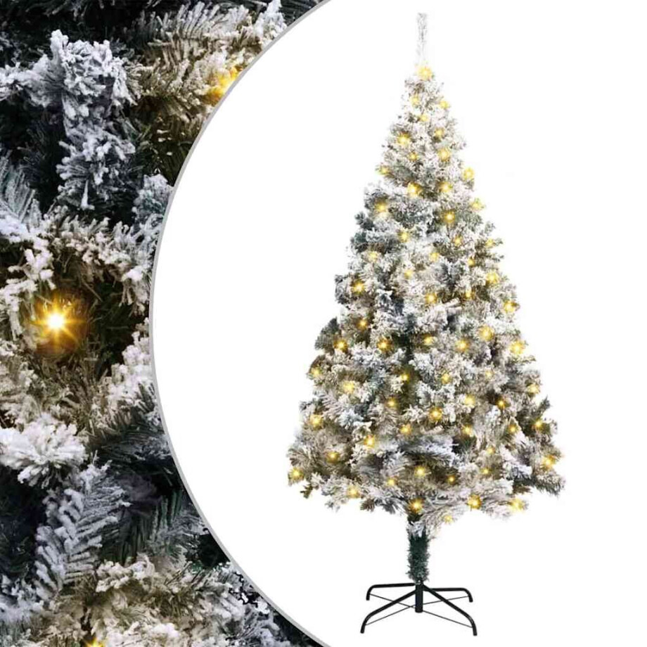 vidaXL Kunstkerstboom met 300 LED Wit 180 cm PVC en Staal en Kunststof afbeelding 1