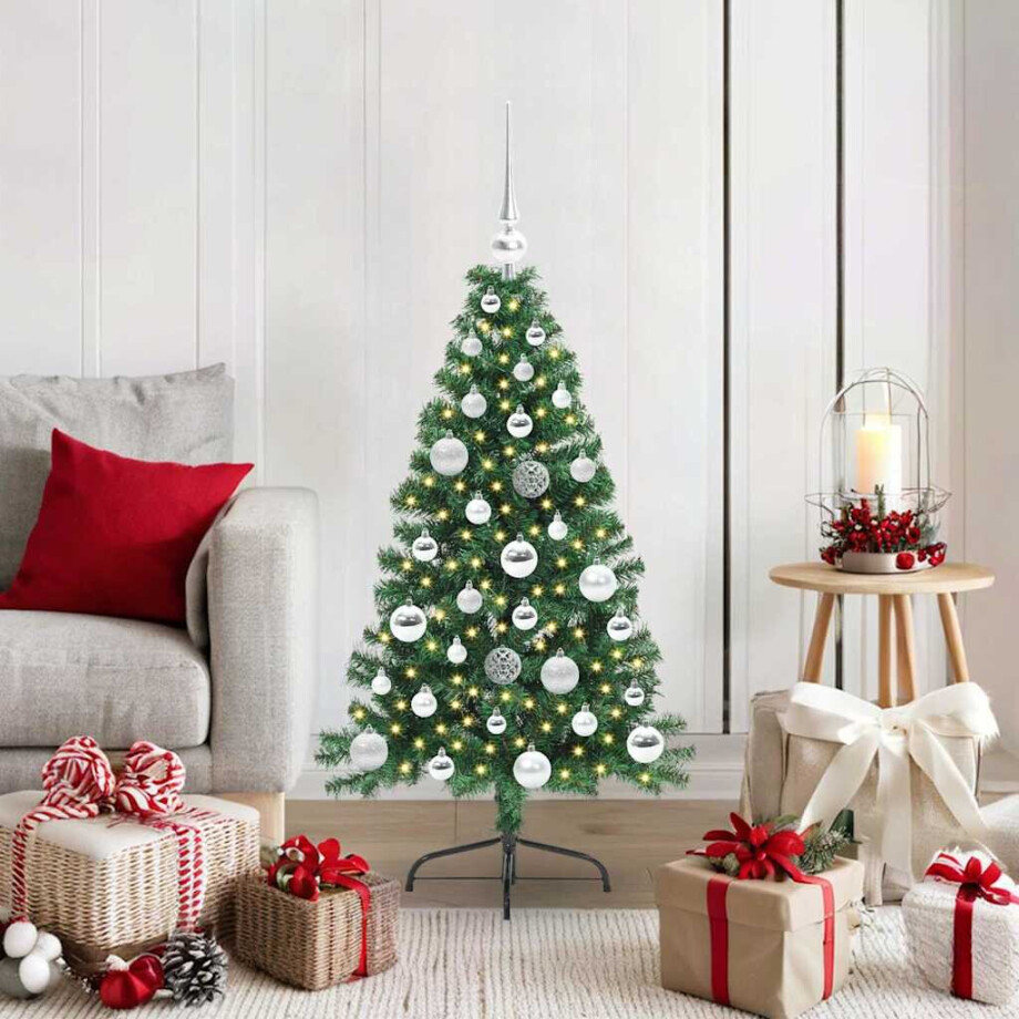 vidaXL Kunstmatig Voorverlicht Kerstboom met 150 LED Groen 120 cm PVC afbeelding 1