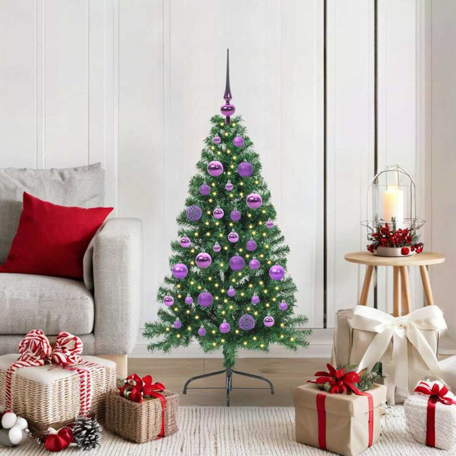 vidaXL Kunstmatig Voorverlicht Kerstboom met 150 LED Groen 120 cm PVC afbeelding 1