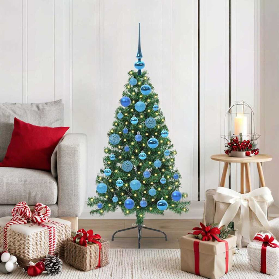 vidaXL Kunstmatig Voorverlicht Kerstboom met 150 LED Groen 120 cm PVC afbeelding 1