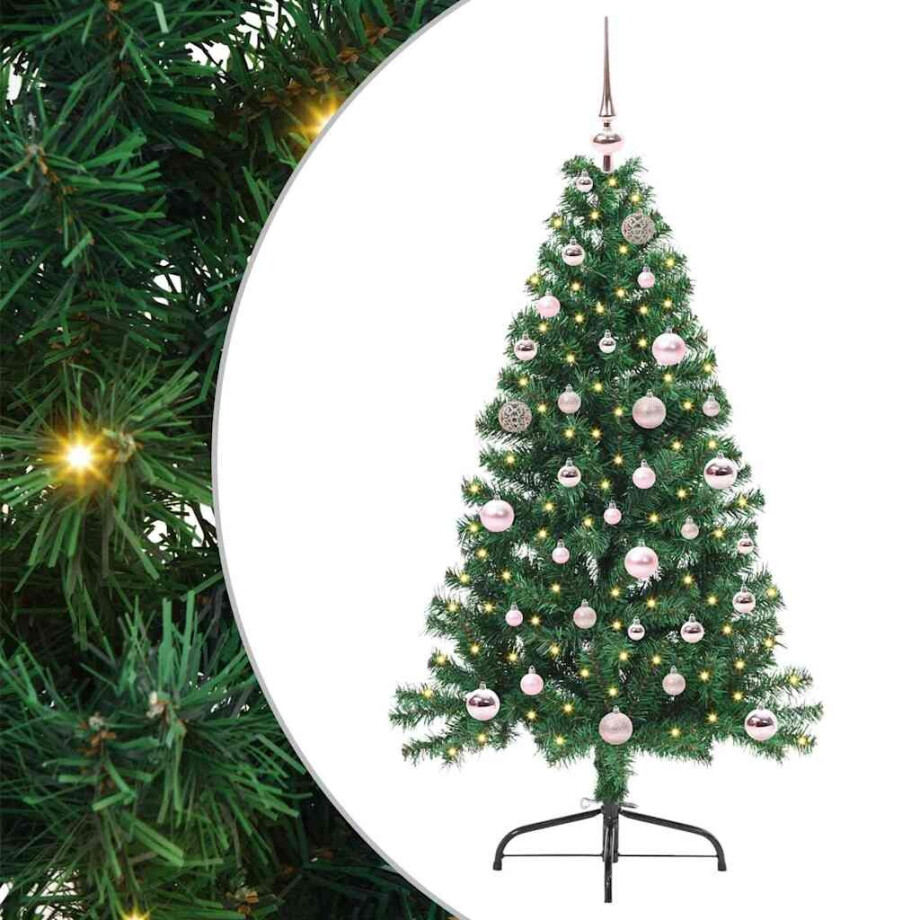 vidaXL Kunstmatig Voorverlicht Kerstboom met 150 LED Groen 150 cm PVC afbeelding 1