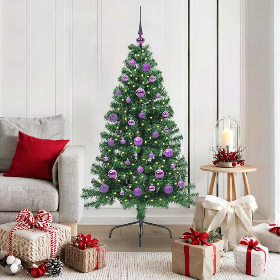 vidaXL Kunstmatig Voorverlicht Kerstboom met 150 LED Groen 150 cm PVC afbeelding 1