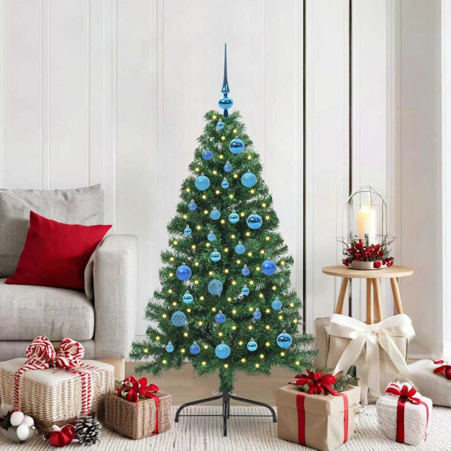 vidaXL Kunstmatig Voorverlicht Kerstboom met 150 LED Groen 150 cm PVC afbeelding 1