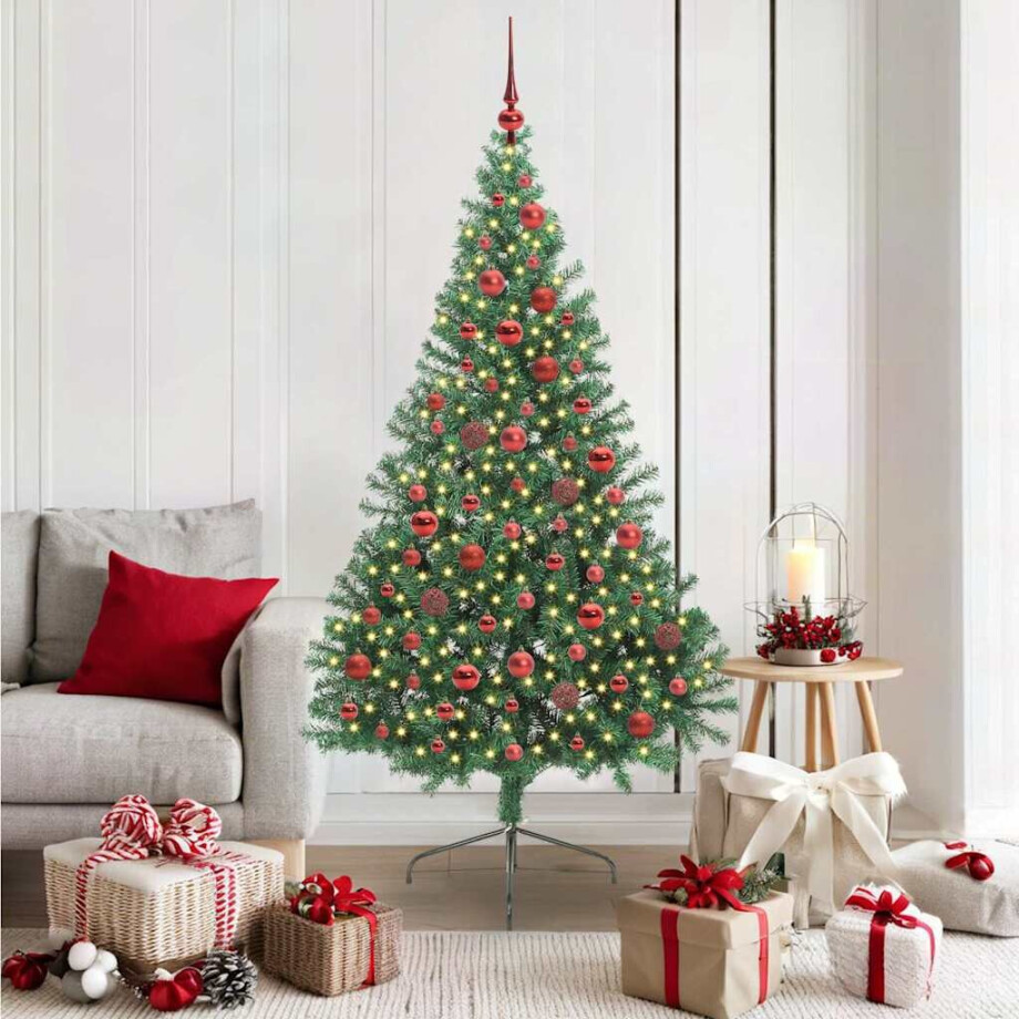 vidaXL Kunstmatig Voorverlicht Kerstboom met 300 LED Groen 180 cm PVC afbeelding 1