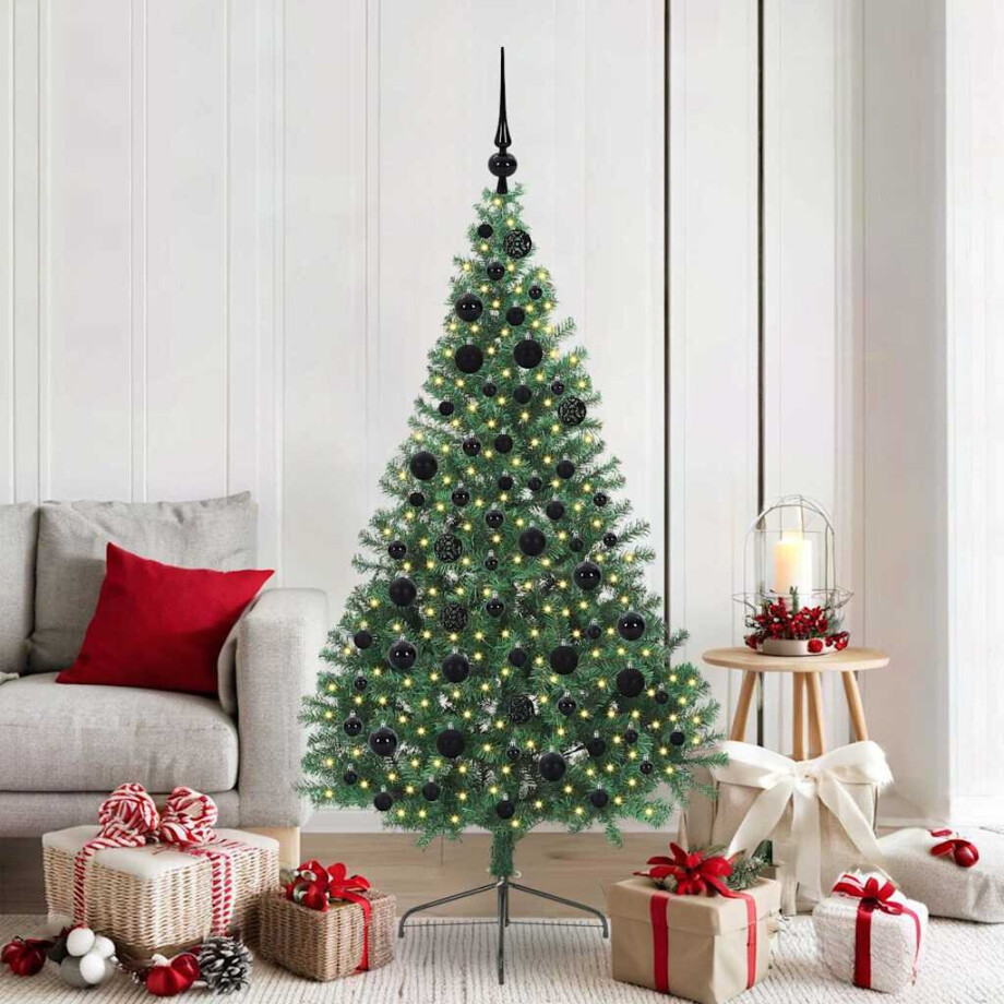 vidaXL Kunstmatig Voorverlicht Kerstboom met 300 LED Groen 180 cm PVC afbeelding 1