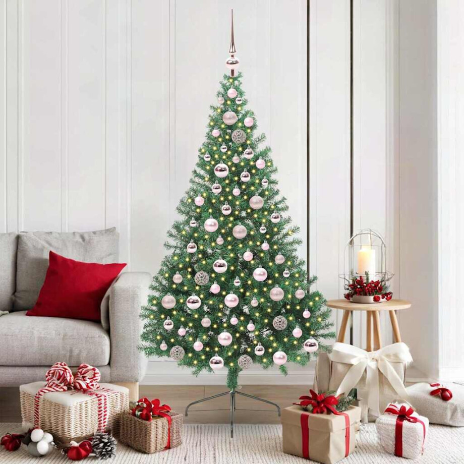 vidaXL Kunstmatig Voorverlicht Kerstboom met 300 LED Groen 180 cm PVC afbeelding 1