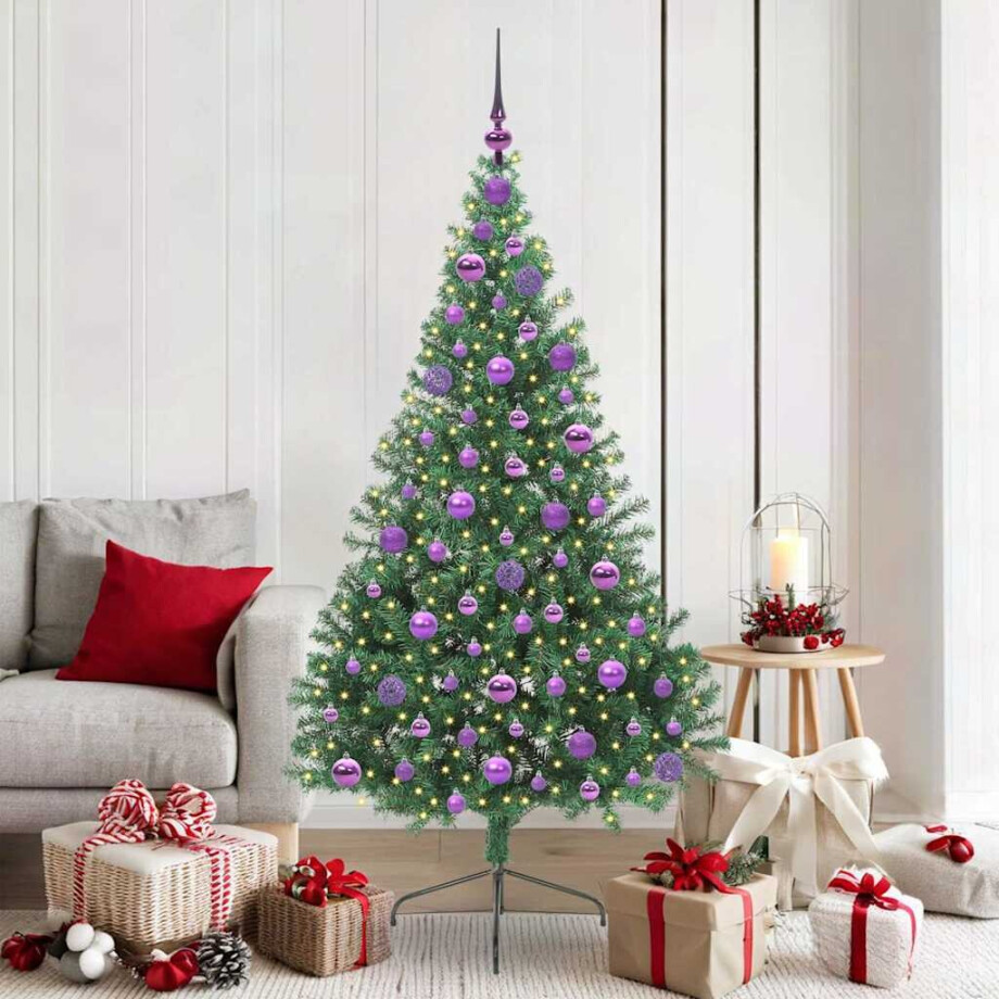 vidaXL Kunstmatig Voorverlicht Kerstboom met 300 LED Groen 180 cm PVC afbeelding 1
