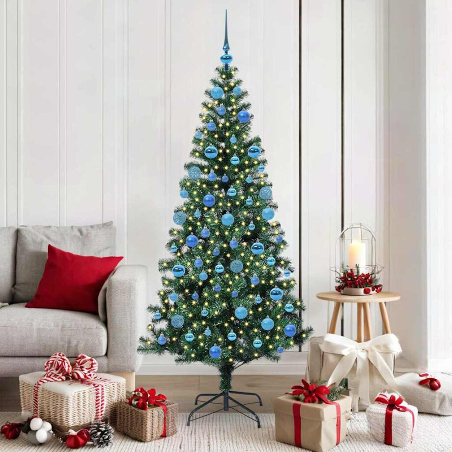 vidaXL Kunstmatig Voorverlicht Kerstboom met 300 LED Groen 180 cm PVC afbeelding 1