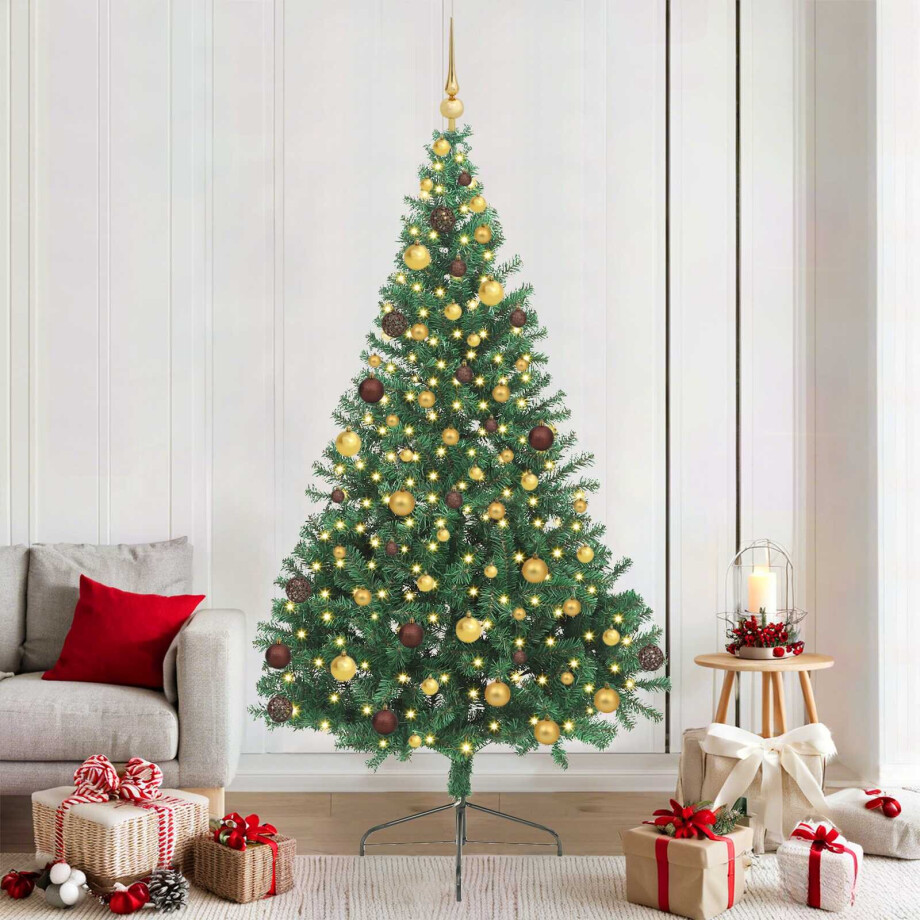 vidaXL Kunstmatig Voorverlicht Kerstboom met 300 LED Groen 210 cm PVC vidaXL Kunstmatig Voorverlicht Kerstboom met 300 LED Groen 210 cm PVC afbeelding 1