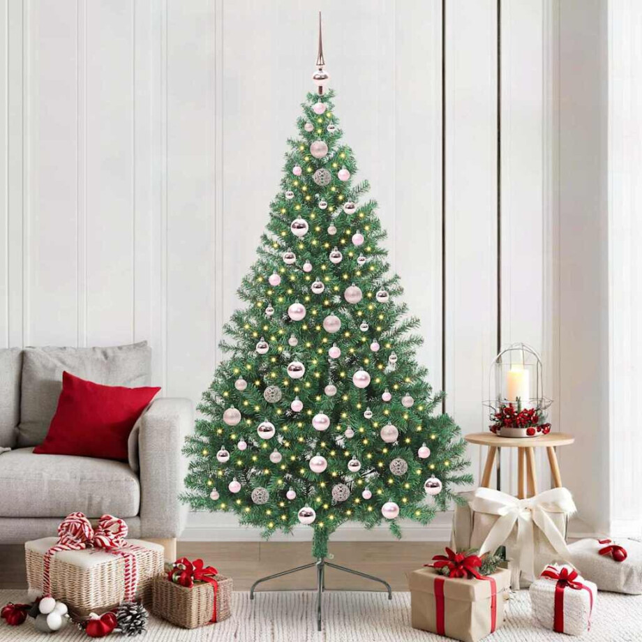 vidaXL Kunstmatig Voorverlicht Kerstboom met 300 LED Groen 210 cm PVC afbeelding 1