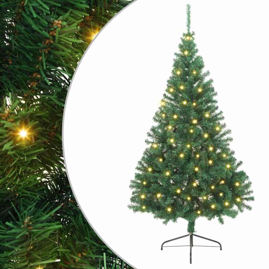 vidaXL Kunst Kerstboom met verlichting met 300 LED's Groen 240 cm PVC afbeelding 1