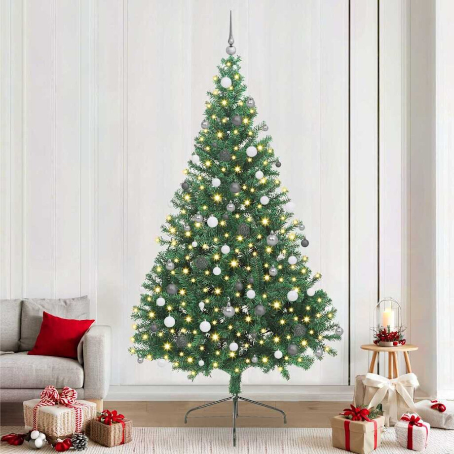 vidaXL Kunst Kerstboom met verlichting met 300 LED's Groen 240 cm PVC afbeelding 1