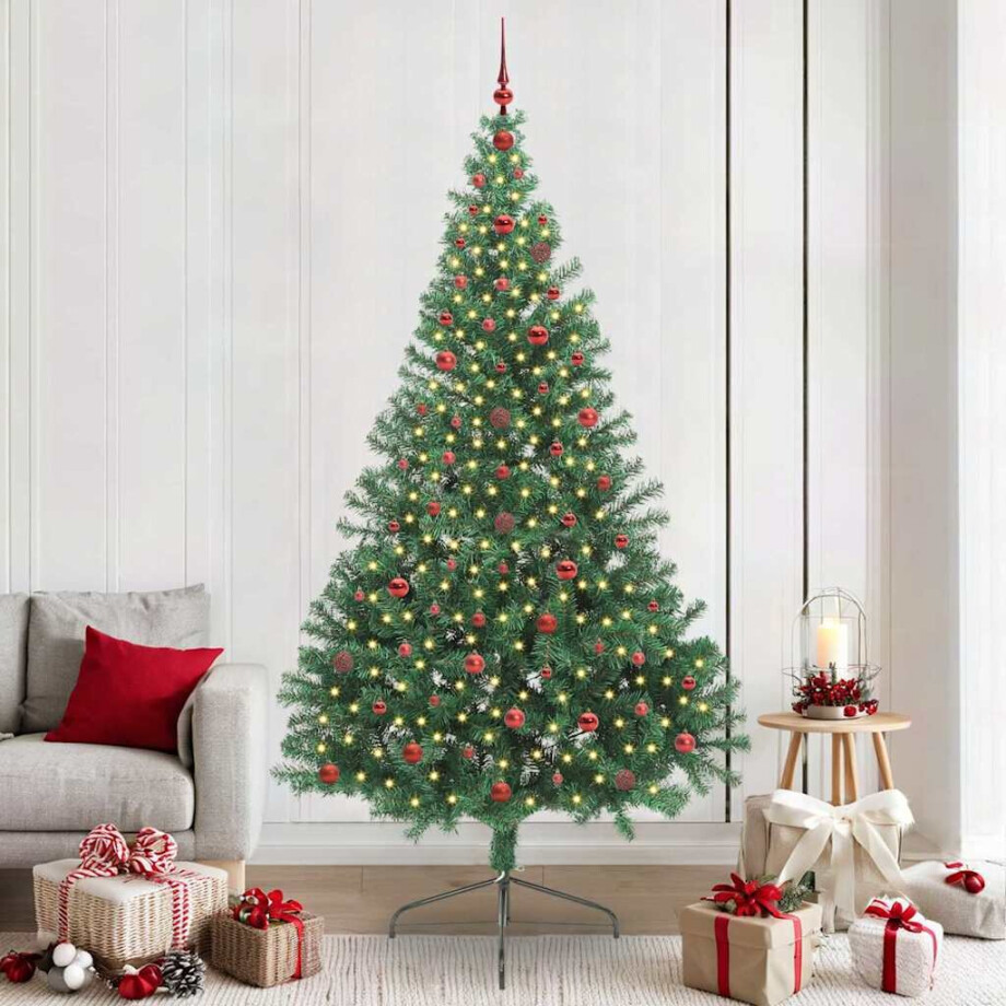 vidaXL Kunstmatig Voorverlicht Kerstboom met 300 LED Groen 240 cm PVC afbeelding 1