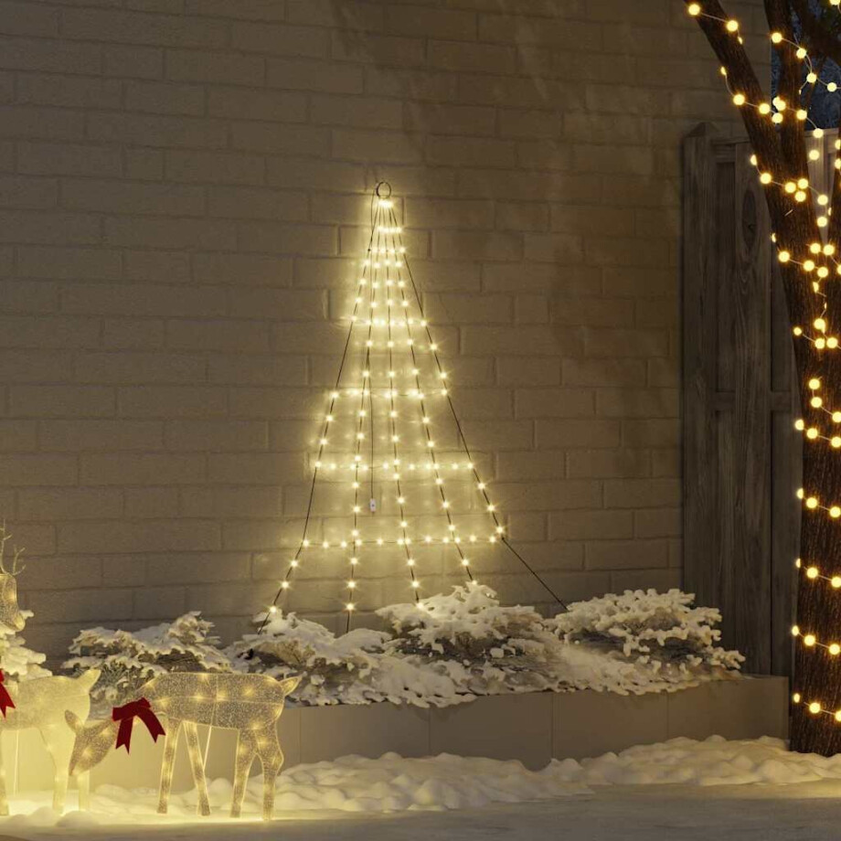 vidaXL LED Kerstboom met Grondspiesjes Warmwit 182 cm Metaal afbeelding 1