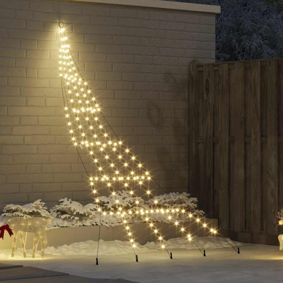 vidaXL LED Kerstboom met Grondspiesjes Warmwit 306 cm Metaal afbeelding 1
