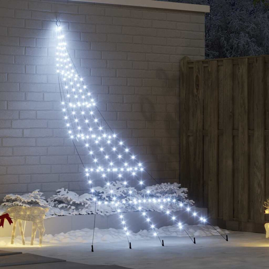 vidaXL LED Kerstboom met Grondspiesjes Koudwit 306 cm Metaal afbeelding 1