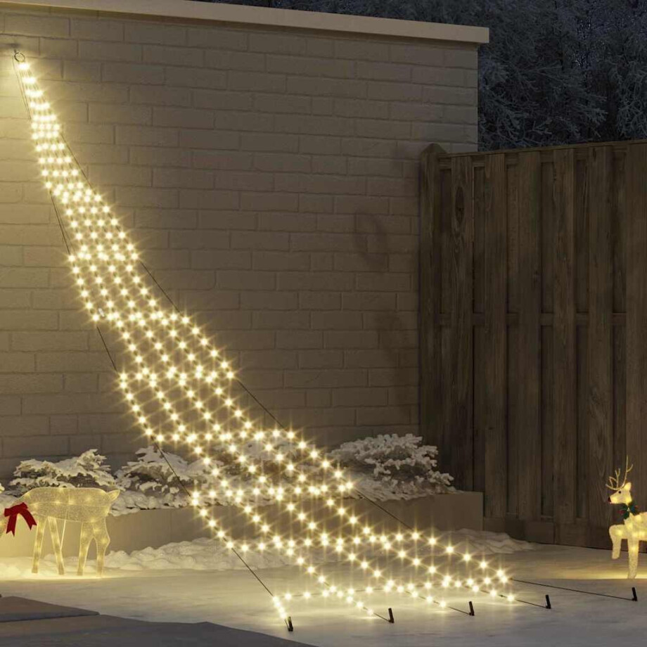 vidaXL LED Kerstboom met Grondspiesjes Warmwit 511 cm Metaal afbeelding 1