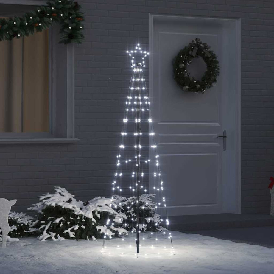 vidaXL LED Kerstboom met Grondspiesjes Koudwit 250 cm IJzer afbeelding 1