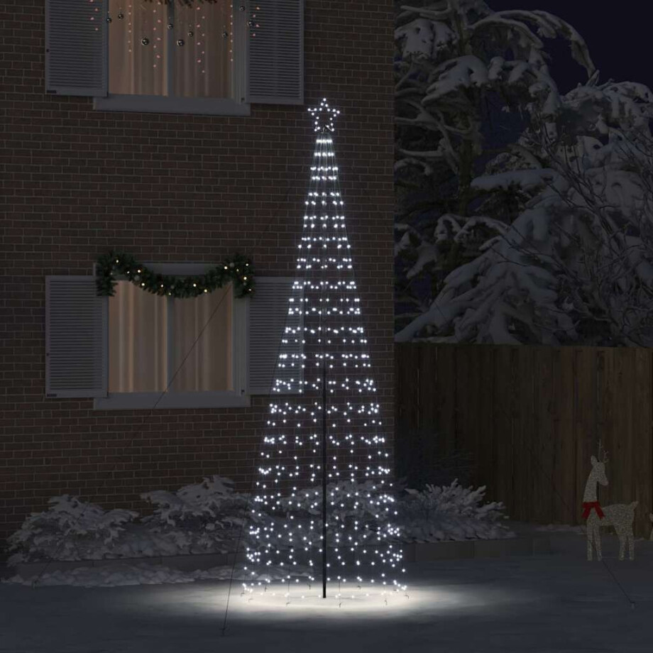 vidaXL LED Kerstboom met Grondspiesjes Koudwit 400 cm IJzer afbeelding 1