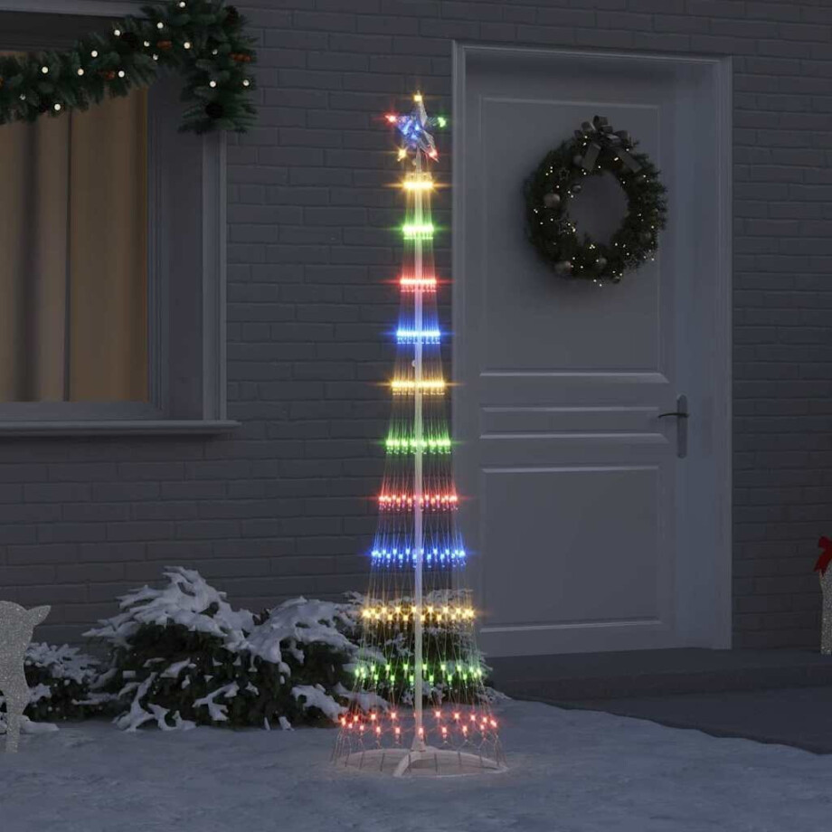 vidaXL LED Kerstboom met 230 LED Multikleur 51 x 51 x 190 cm Metaal afbeelding 1
