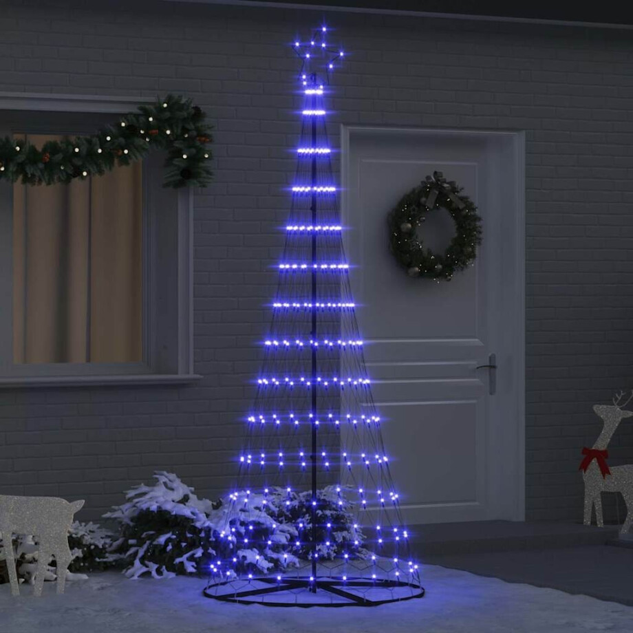 vidaXL LED Kerstboom met 295 LED met standaard Blauw 250 cm Metaal afbeelding 1