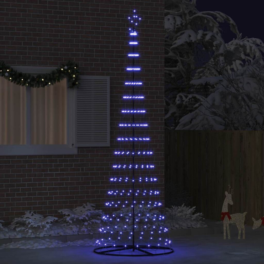 vidaXL LED Kerstboom met 350 LED Blauw 138.5 x 138.5 x 399 cm Metaal afbeelding 1