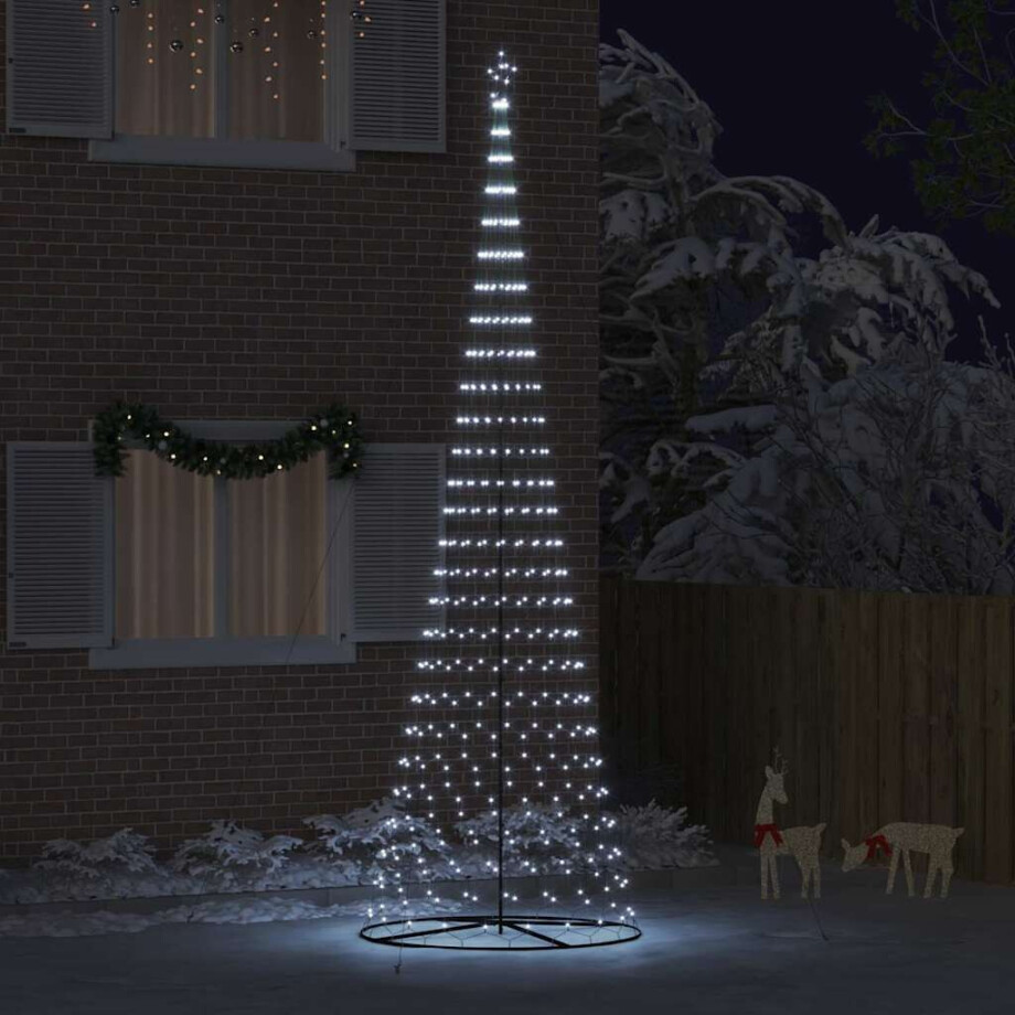 vidaXL LED Kerstboom met 550 LED Koudwit 138.5 x 138.5 x 399 cm Metaal afbeelding 1
