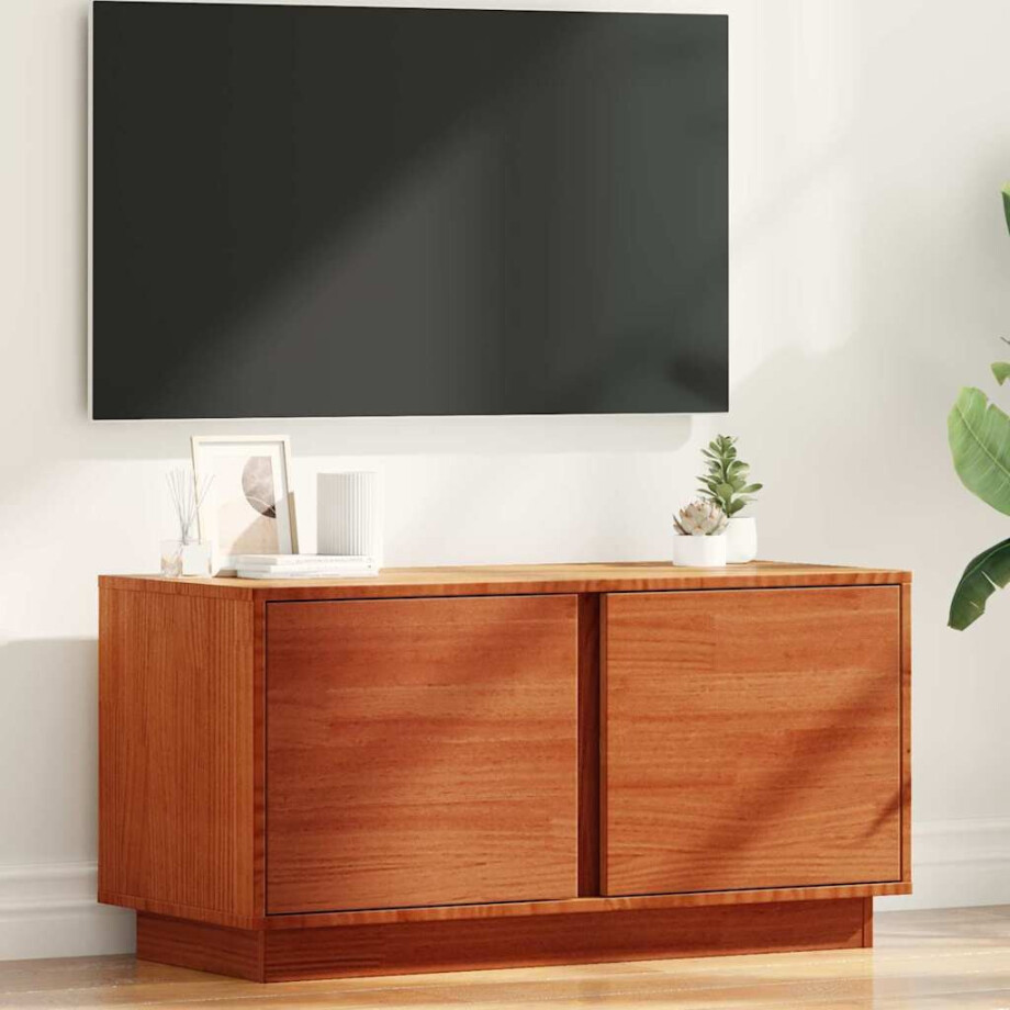 vidaXL TV-kast Wasbruin 80 x 35 x 40,5 cm Massief grenenhout afbeelding 1