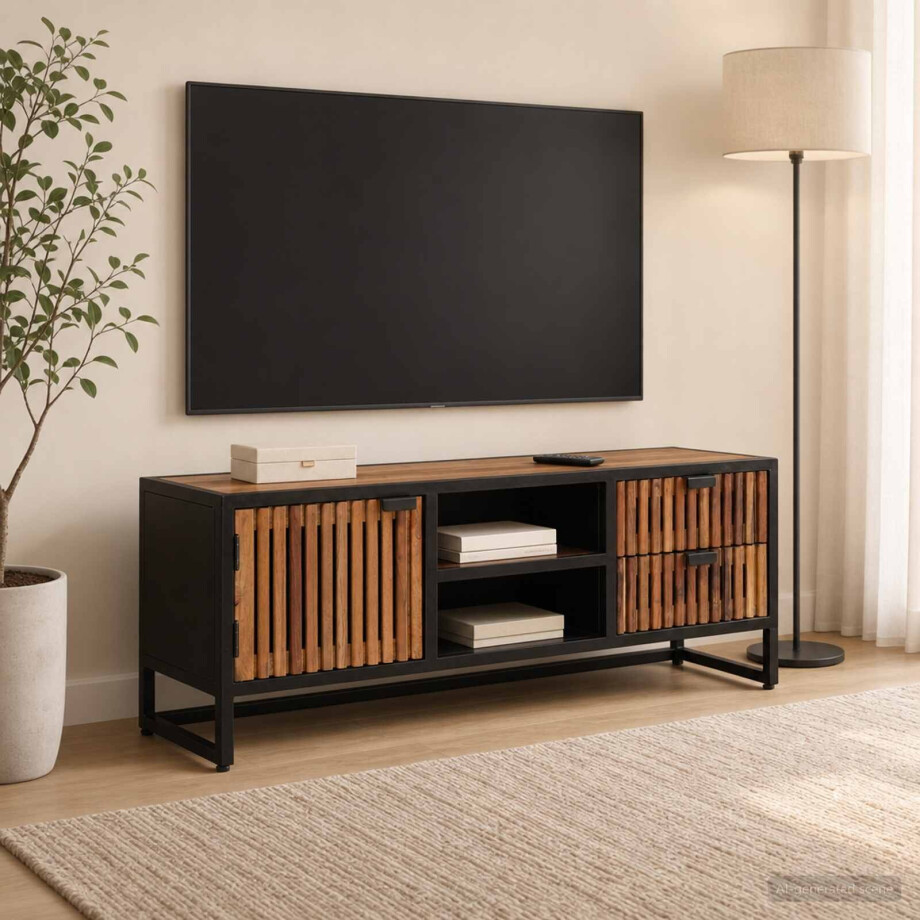 vidaXL TV-kast 105 x 30 x 40 cm Massief Mango Hout en Geengineerd Hout afbeelding 1