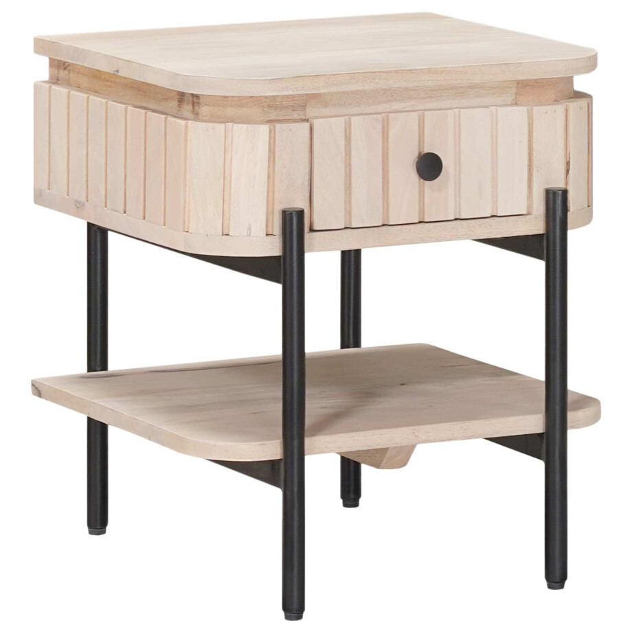 vidaXL Handgemaakt nachtkastje Wit 40 x 35 x 45 cm Massief Mango Hout afbeelding 1