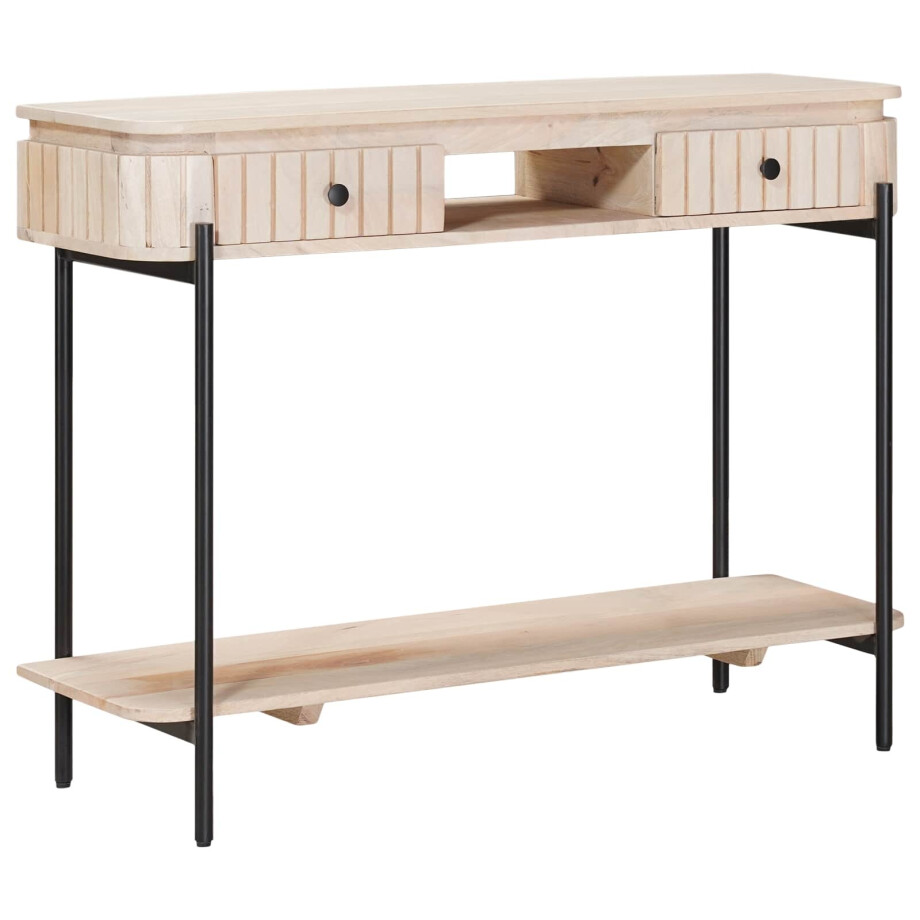 vidaXL Handgemaakte Eindtafel Wit 100 x 30 x 76 cm Massief Mango Hout vidaXL Handgemaakte Eindtafel Wit 100 x 30 x 76 cm Massief Mango Hout afbeelding 1